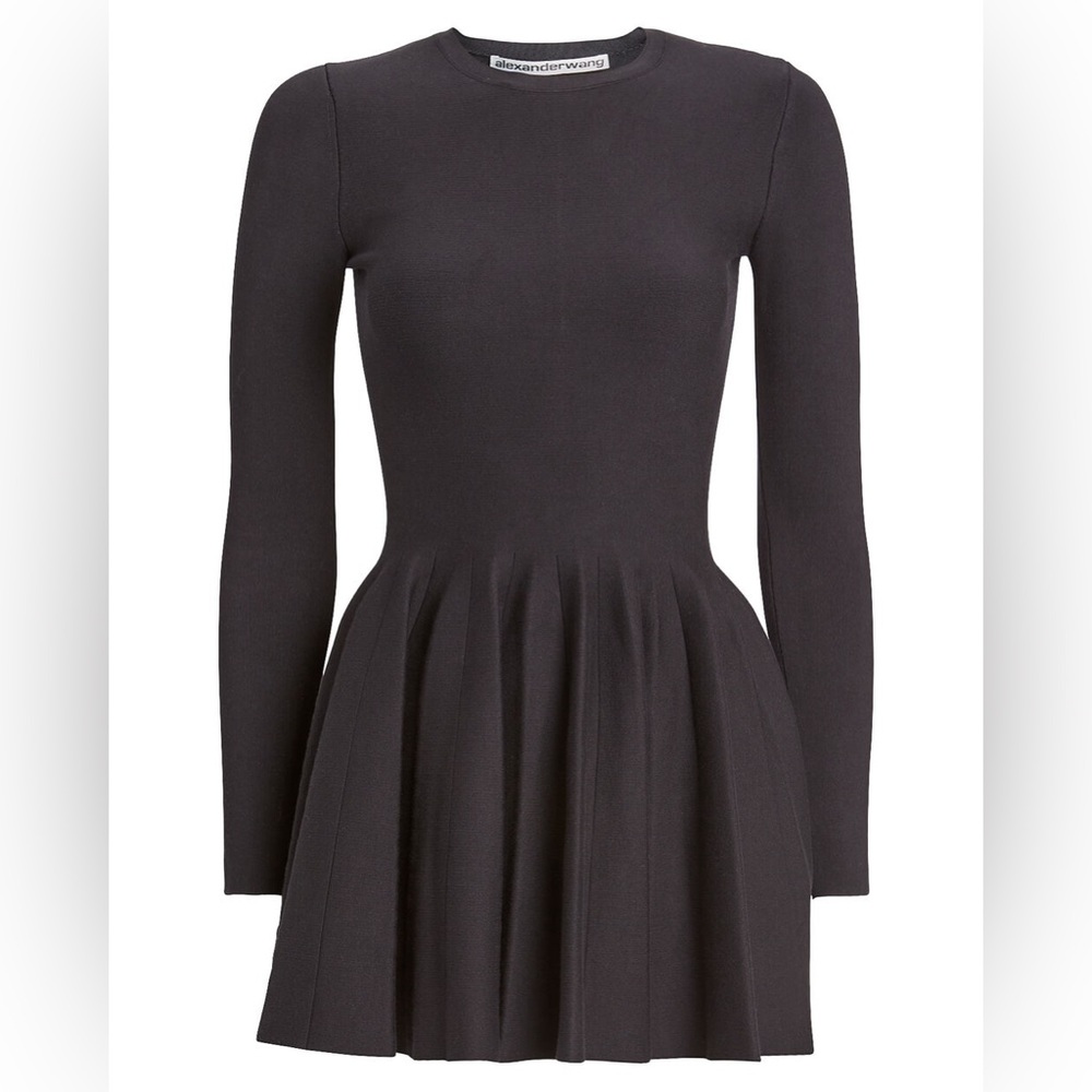 Alexander Wang Long Sleeve Knit Mini Dress Black Small
